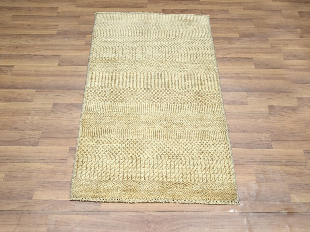 2'0" x 3'0" New Hand Knotted Beige Wool Rectangle Oriental Rug - MOA10276642