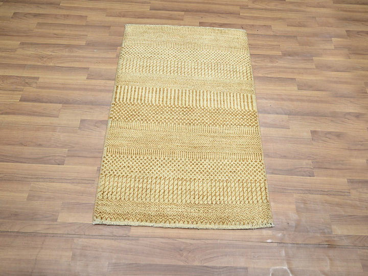 2'0" x 3'0" New Hand Knotted Beige Wool Rectangle Oriental Rug - MOA10276643