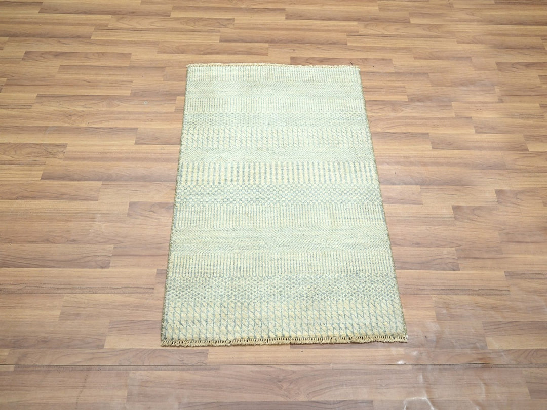 2'0" x 3'0" New Hand Knotted Beige Wool Rectangle Oriental Rug - MOA10276646