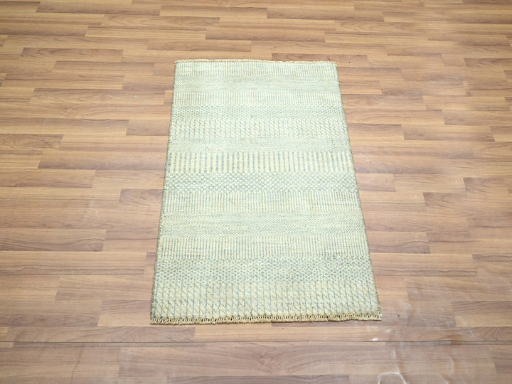 2'0" x 3'0" New Hand Knotted Beige Wool Rectangle Oriental Rug - MOA10276646