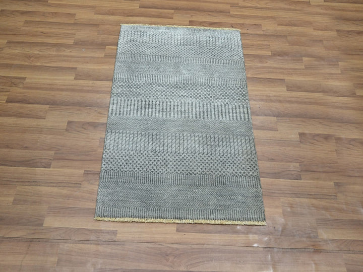 2'0" x 19'0" New Hand Knotted Grey Wool Rectangle Oriental Rug - MOA10276650