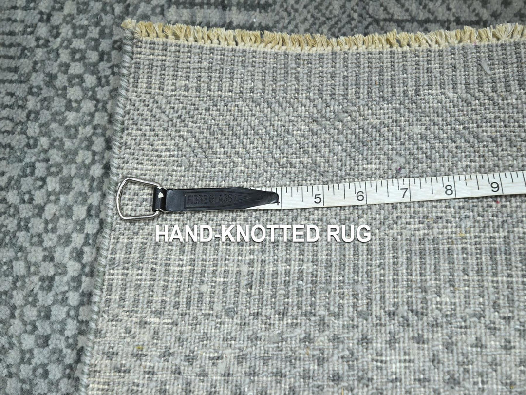 2'0" x 19'0" New Hand Knotted Grey Wool Rectangle Oriental Rug - MOA10276650