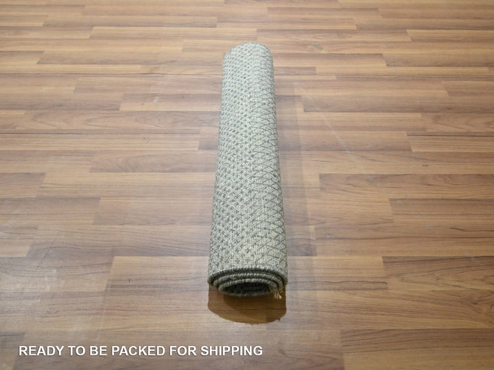 2'0" x 19'0" New Hand Knotted Grey Wool Rectangle Oriental Rug - MOA10276650