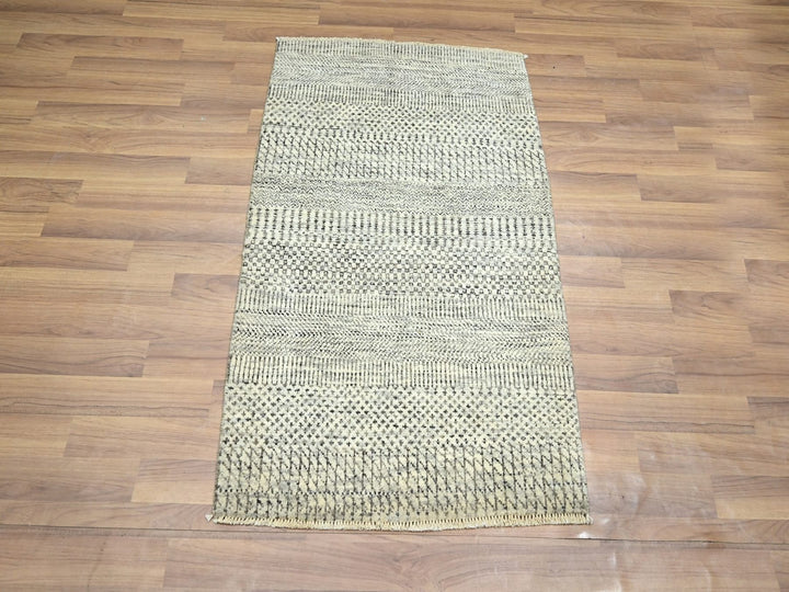 2'0" x 3'0" New Hand Knotted Ivory Wool Rectangle Oriental Rug - MOA10276653