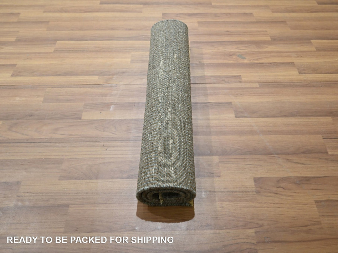 2'0" x 3'0" New Hand Knotted Brown Wool Rectangle Oriental Rug - MOA10276654