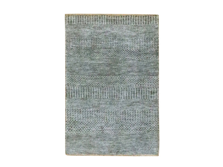 2'0" x 3'0" New Hand Knotted Grey Wool Rectangle Oriental Rug - MOA10276656