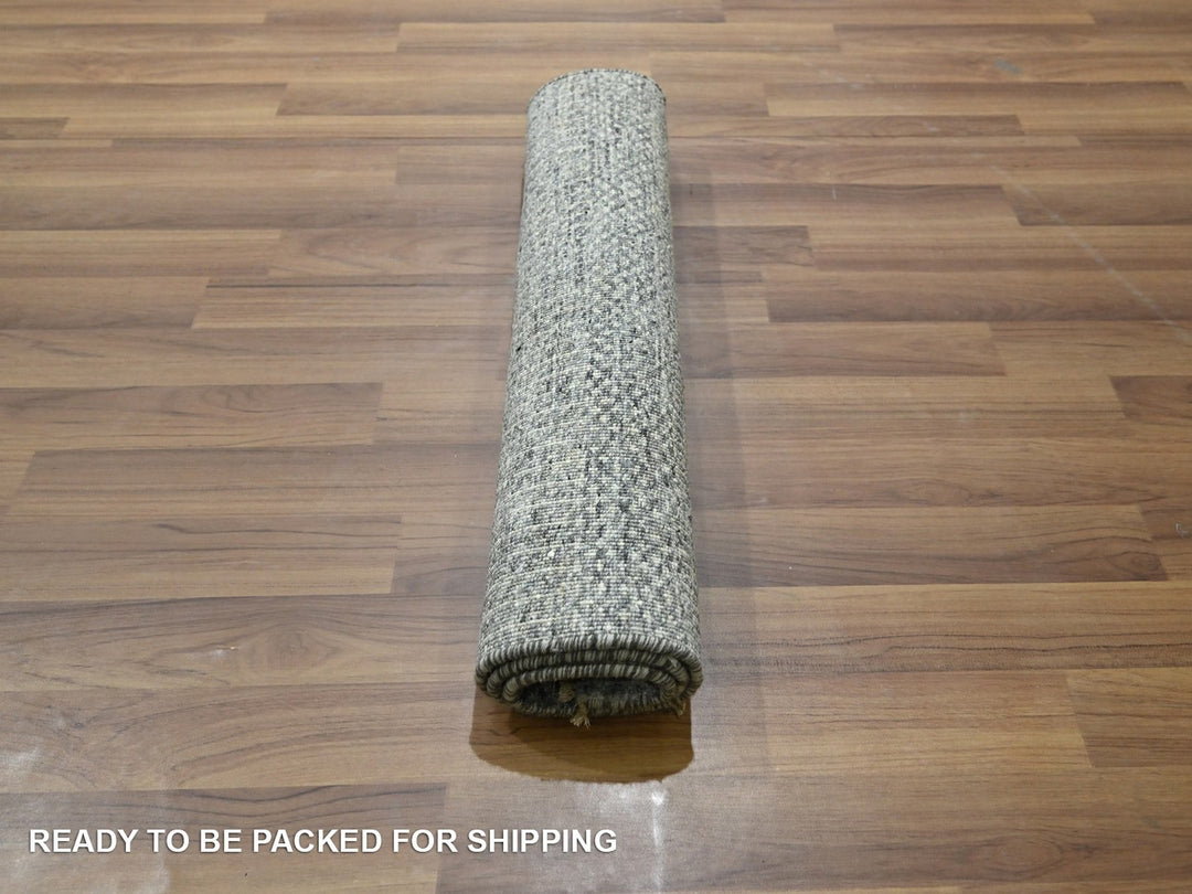 2'0" x 3'0" New Hand Knotted Grey Wool Rectangle Oriental Rug - MOA10276656