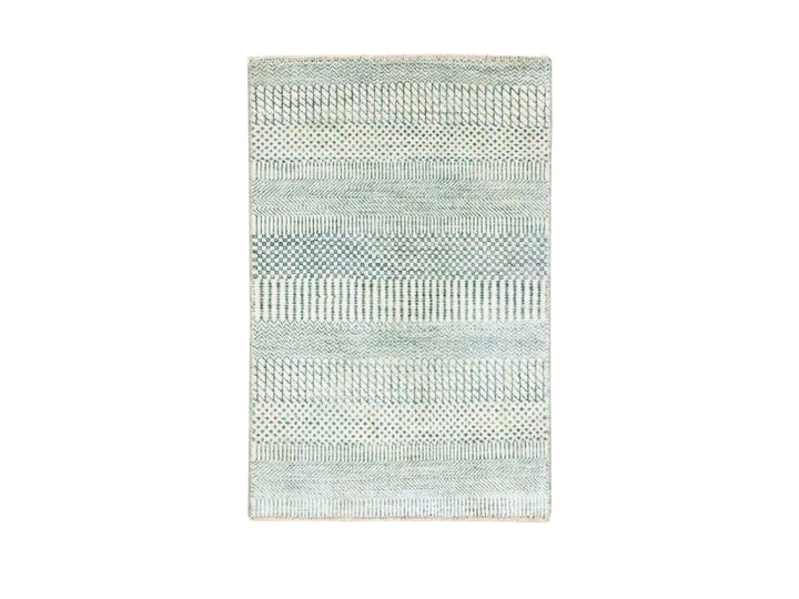 2'0" x 3'0" New Hand Knotted Grey Wool Rectangle Oriental Rug - MOA10276660
