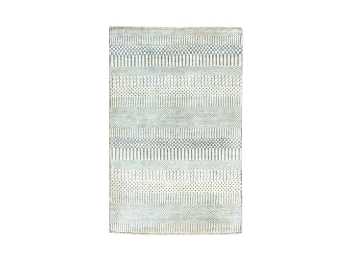 2'0" x 3'0" New Hand Knotted Grey Wool Rectangle Oriental Rug - MOA10276664