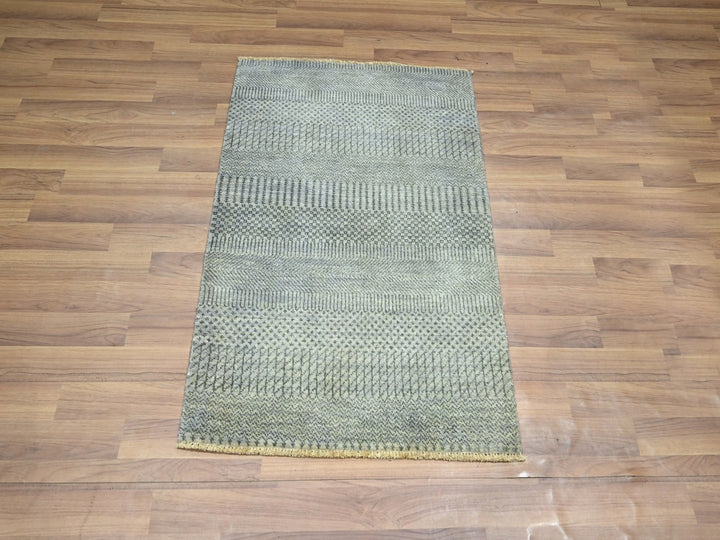 2'0" x 3'0" New Hand Knotted Grey Wool Rectangle Oriental Rug - MOA10276665