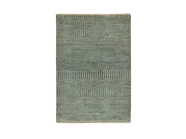 2'0" x 3'0" New Hand Knotted Grey Wool Rectangle Oriental Rug - MOA10276668