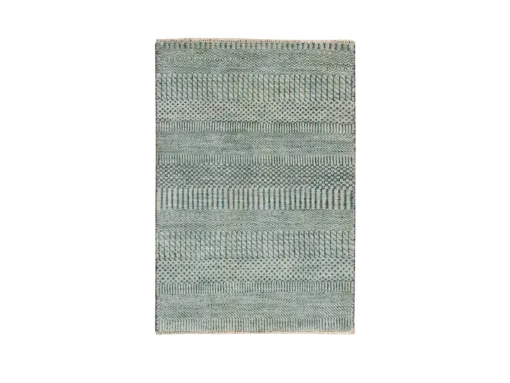 2'0" x 3'0" New Hand Knotted Grey Wool Rectangle Oriental Rug - MOA10276669