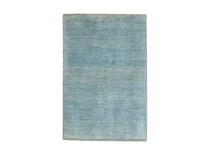 2'0" x 3'0" New Hand Knotted Blue Wool Rectangle Oriental Rug - MOA10276670