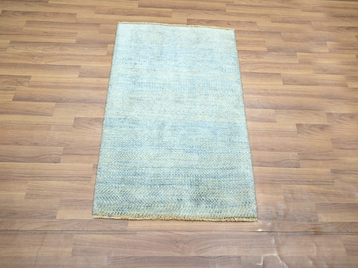 2'0" x 3'0" New Hand Knotted Blue Wool Rectangle Oriental Rug - MOA10276670