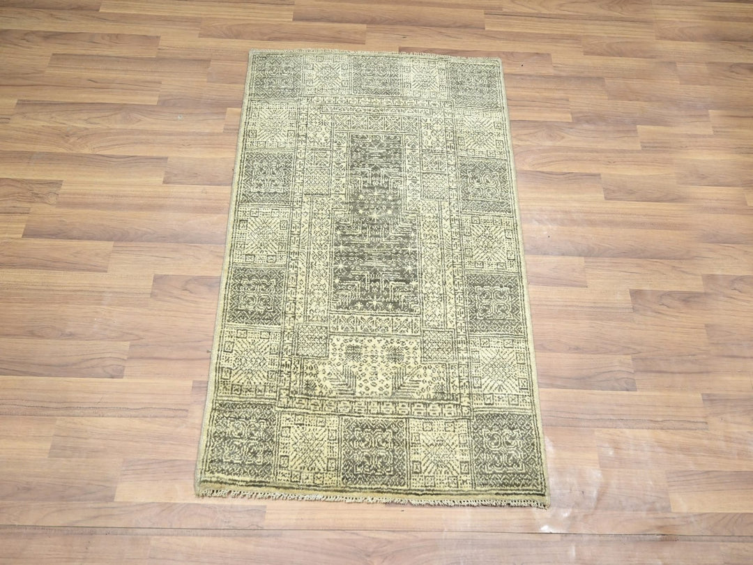 2'0" x 3'0" New Hand Knotted Beige Wool Rectangle Oriental Rug - MOA10276674