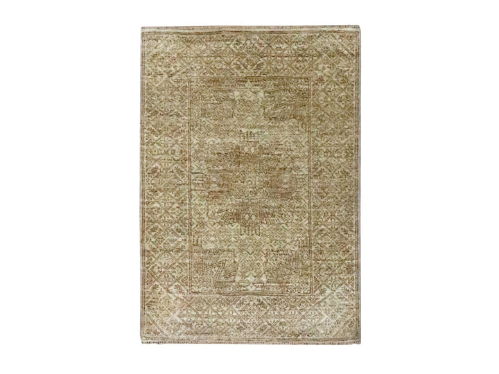 2'0" x 3'0" New Hand Knotted Brown Wool & Silk Rectangle Oriental Rug - MOA10276677