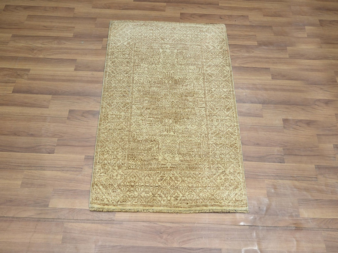 2'0" x 3'0" New Hand Knotted Brown Wool & Silk Rectangle Oriental Rug - MOA10276677