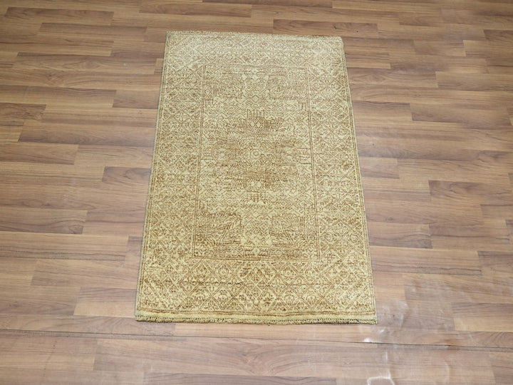 2'0" x 3'0" New Hand Knotted Brown Wool & Silk Rectangle Oriental Rug - MOA10276677