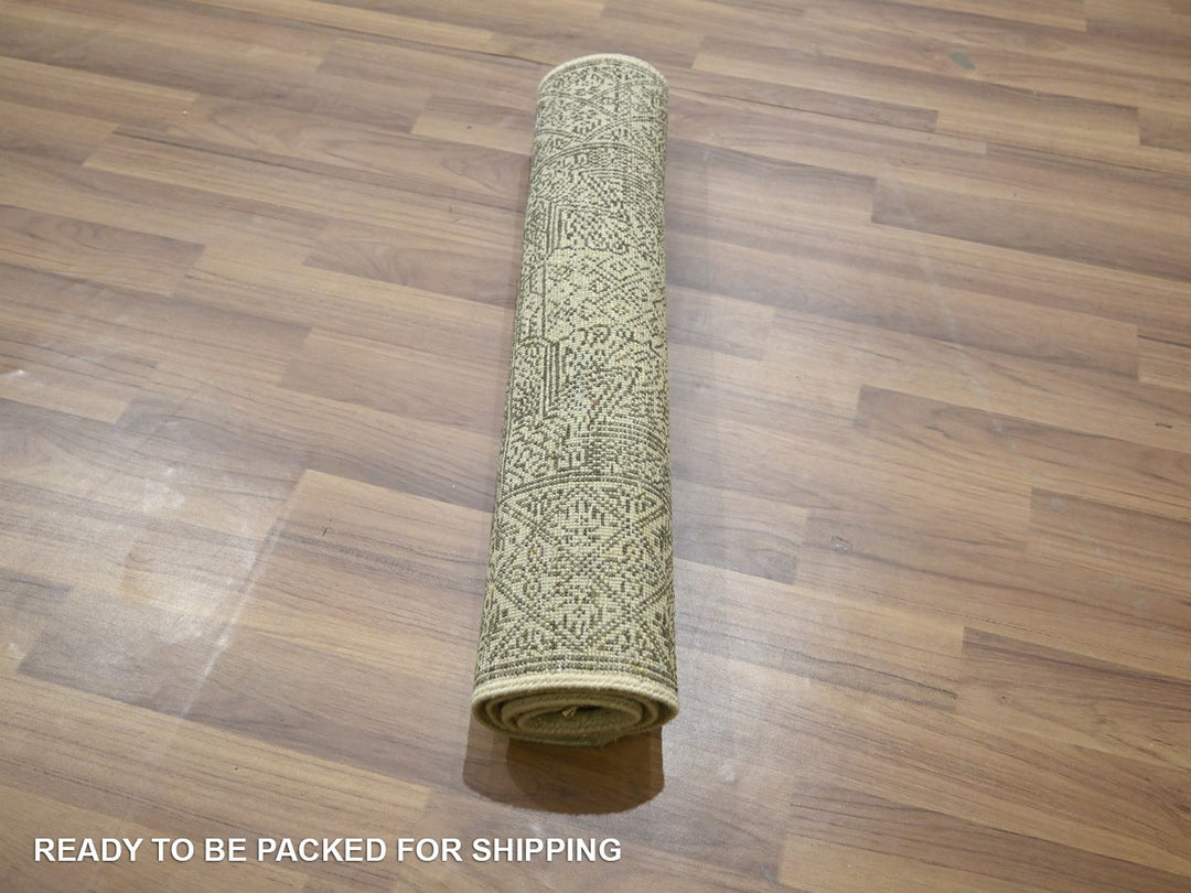 2'0" x 3'0" New Hand Knotted Beige Wool & Silk Rectangle Oriental Rug - MOA10276678
