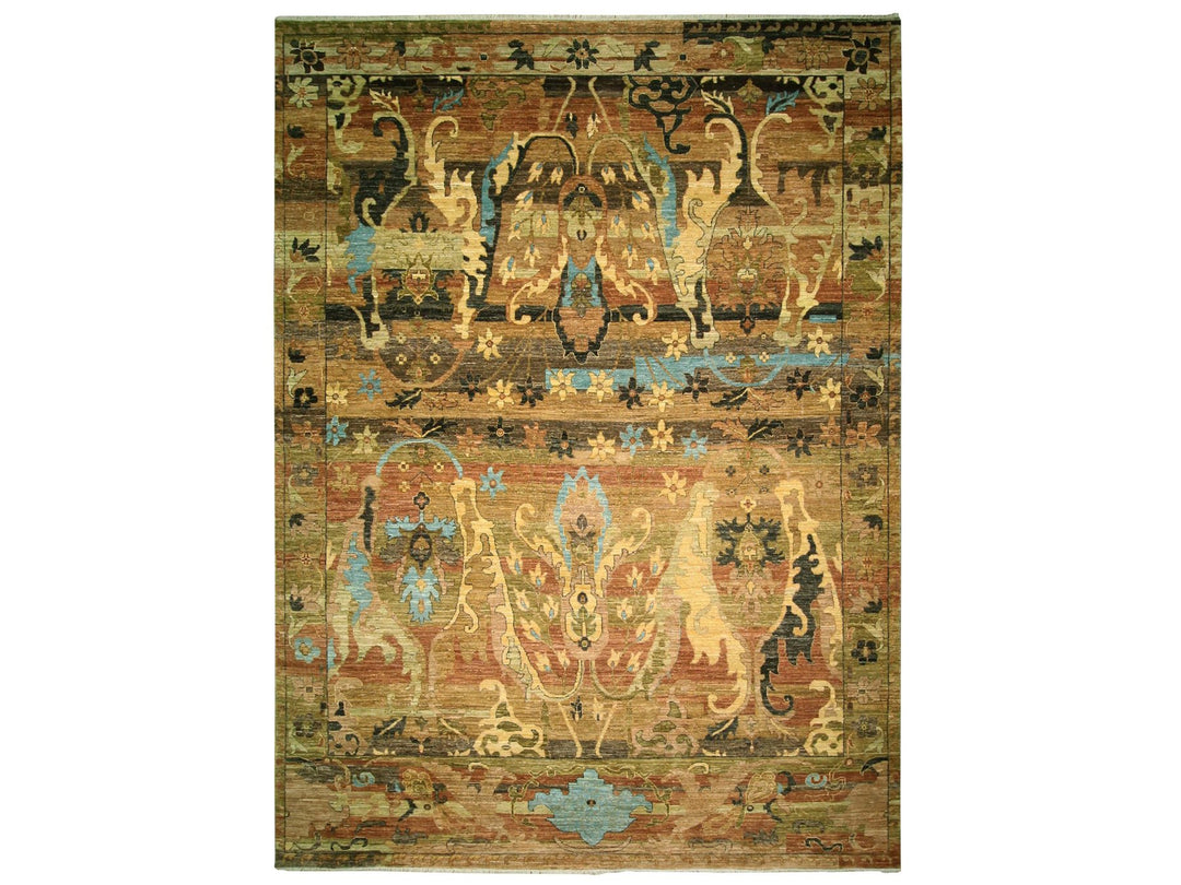 9'0" x 12'4" New Hand Knotted Brown Wool Rectangle Oriental Rug - MOA10276684