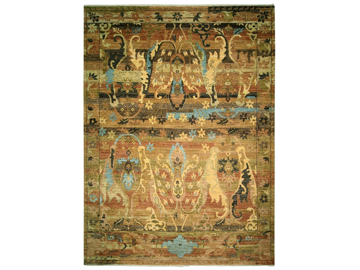 9'0" x 12'4" New Hand Knotted Brown Wool Rectangle Oriental Rug - MOA10276684