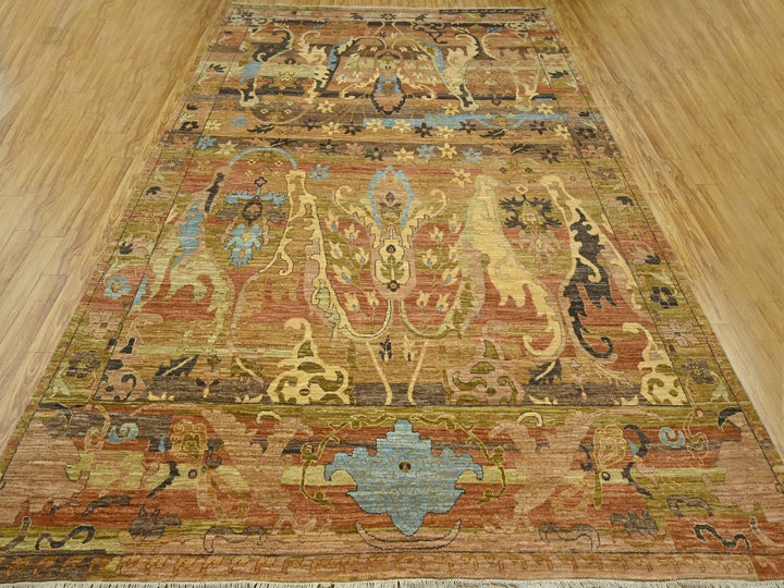 9'0" x 12'4" New Hand Knotted Brown Wool Rectangle Oriental Rug - MOA10276684