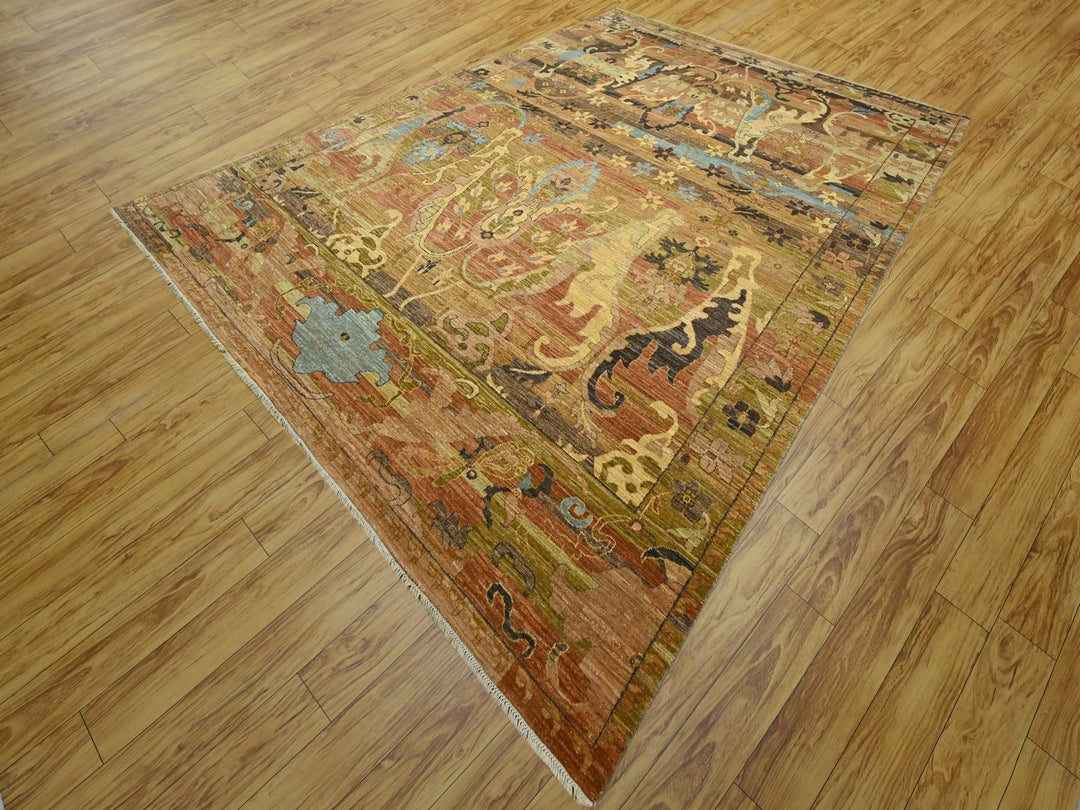 9'0" x 12'4" New Hand Knotted Brown Wool Rectangle Oriental Rug - MOA10276684