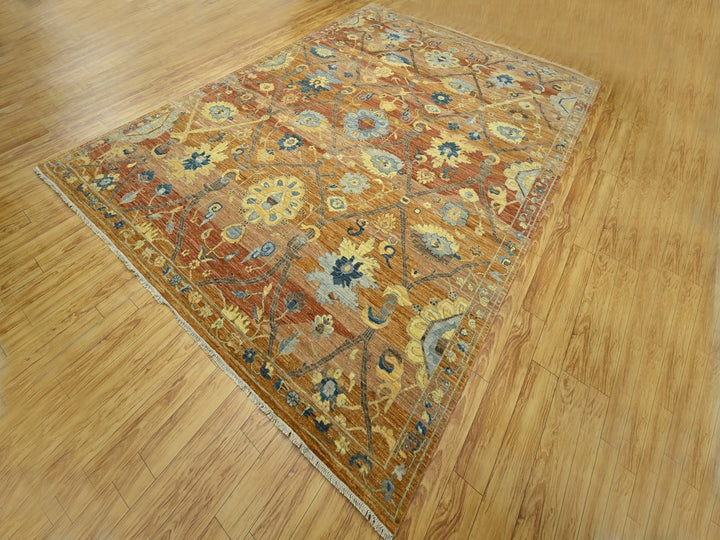 8'9" x 11'11" New Hand Knotted Red Wool Rectangle Oriental Rug - MOA10276685