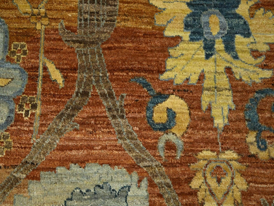 8'9" x 11'11" New Hand Knotted Red Wool Rectangle Oriental Rug - MOA10276685