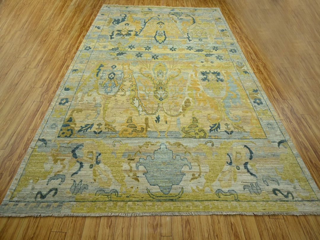 9'1" x 12'1" New Hand Knotted Grey Wool Rectangle Oriental Rug - MOA10276687