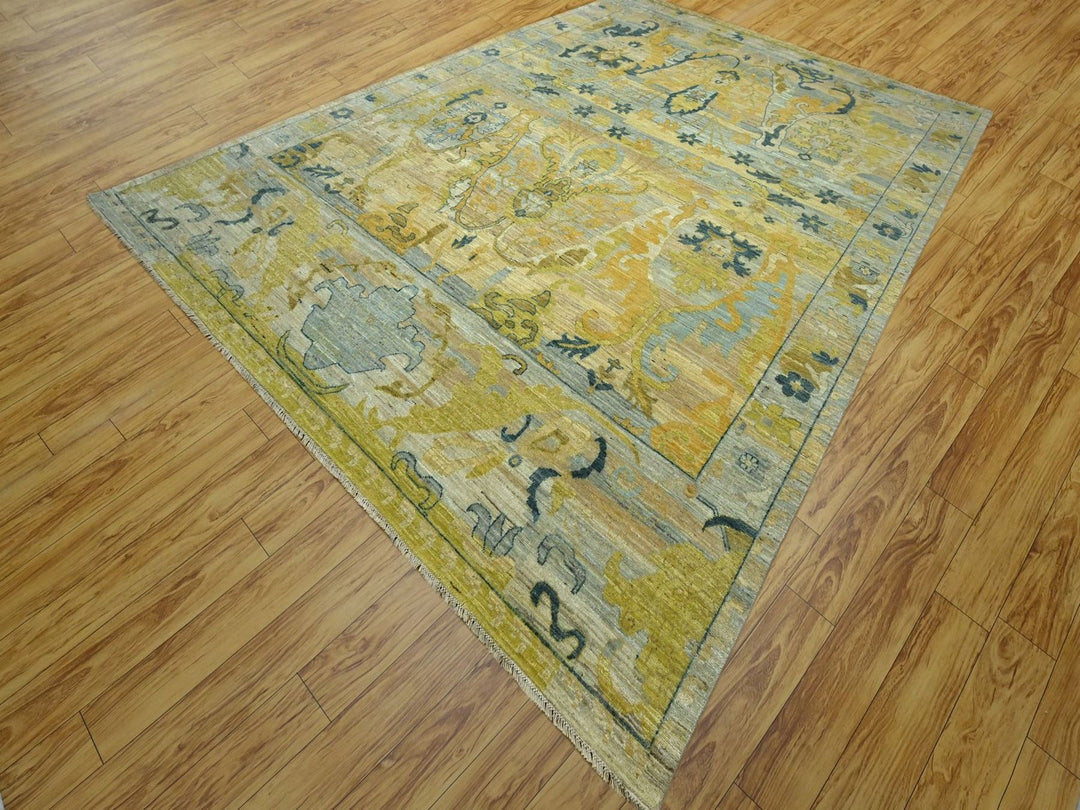 9'1" x 12'1" New Hand Knotted Grey Wool Rectangle Oriental Rug - MOA10276687