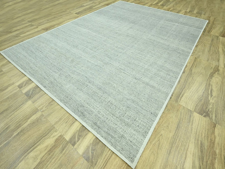 9'11" x 13'9" New Hand Knotted Grey Wool Rectangle Oriental Rug - MOA10276688