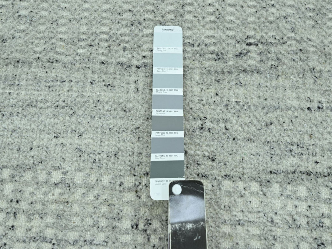 9'11" x 13'9" New Hand Knotted Grey Wool Rectangle Oriental Rug - MOA10276688