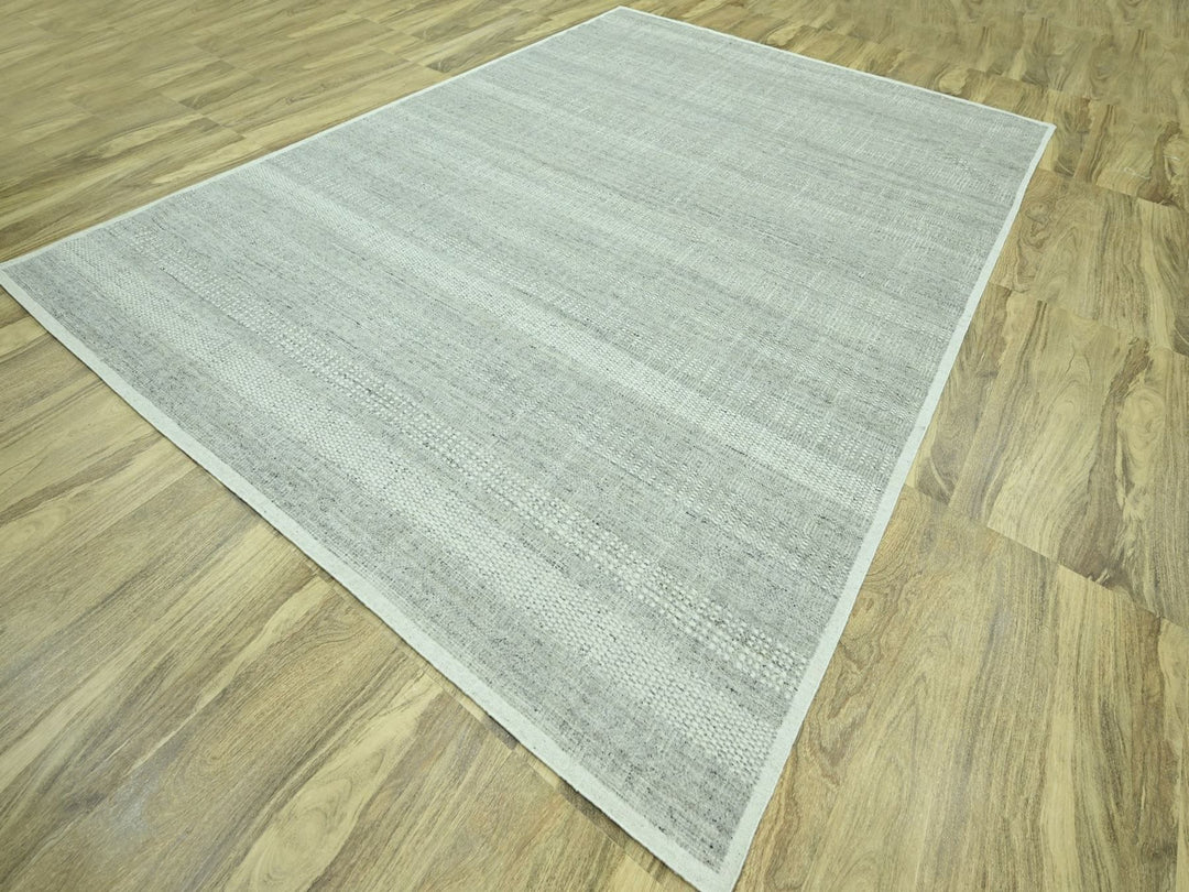 10'1" x 13'9" New Hand Knotted Grey Wool Rectangle Oriental Rug - MOA10276689