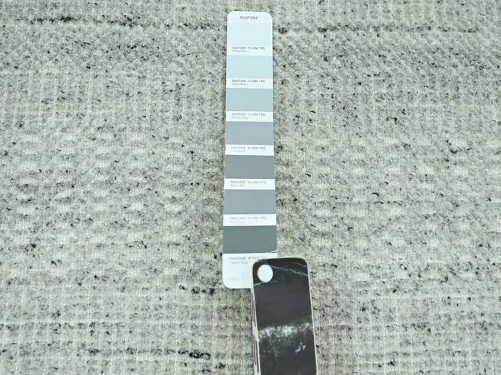 10'1" x 13'9" New Hand Knotted Grey Wool Rectangle Oriental Rug - MOA10276689