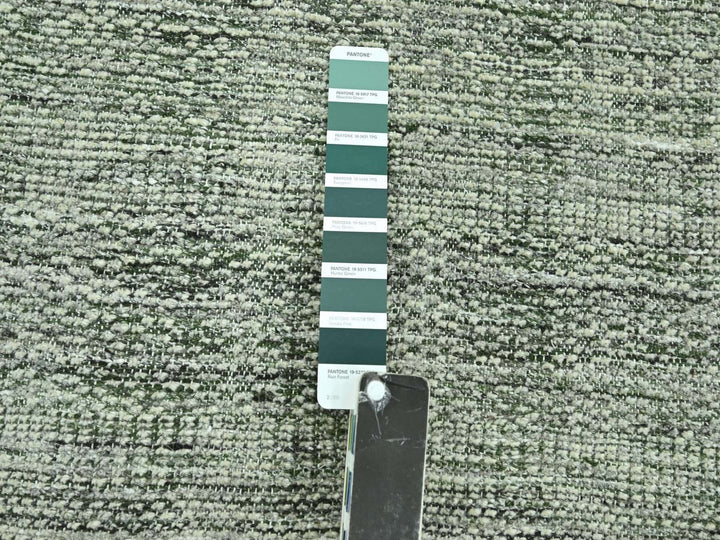 11'10" x 14'9" New Hand Knotted Green Wool Rectangle Oriental Rug - MOA10276692