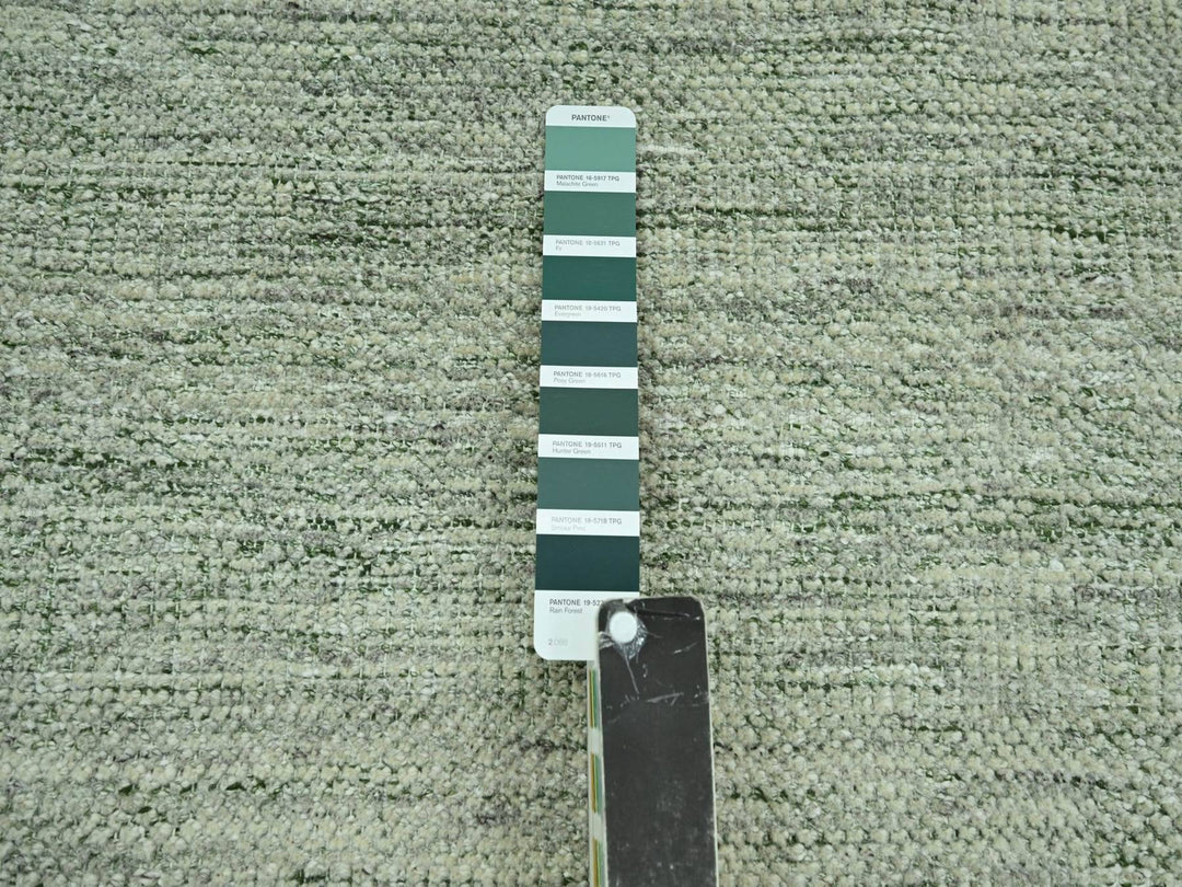 9'10" x 14'0" New Hand Knotted Green Wool Rectangle Oriental Rug - MOA10276694