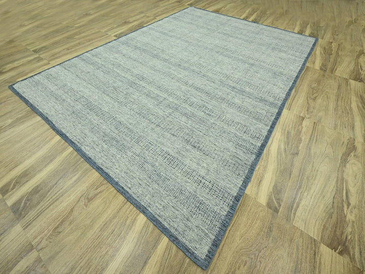 9'11" x 13'9" New Hand Knotted Blue Wool Rectangle Oriental Rug - MOA10276697