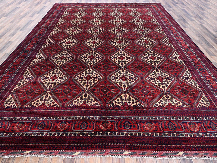 9'10" x 13'0" New Hand Knotted Red Wool Rectangle Oriental Rug - MOA102766