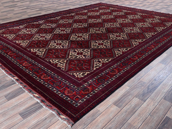9'10" x 13'0" New Hand Knotted Red Wool Rectangle Oriental Rug - MOA102766