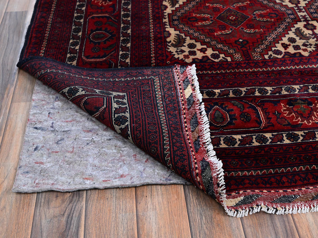 9'10" x 13'0" New Hand Knotted Red Wool Rectangle Oriental Rug - MOA102766