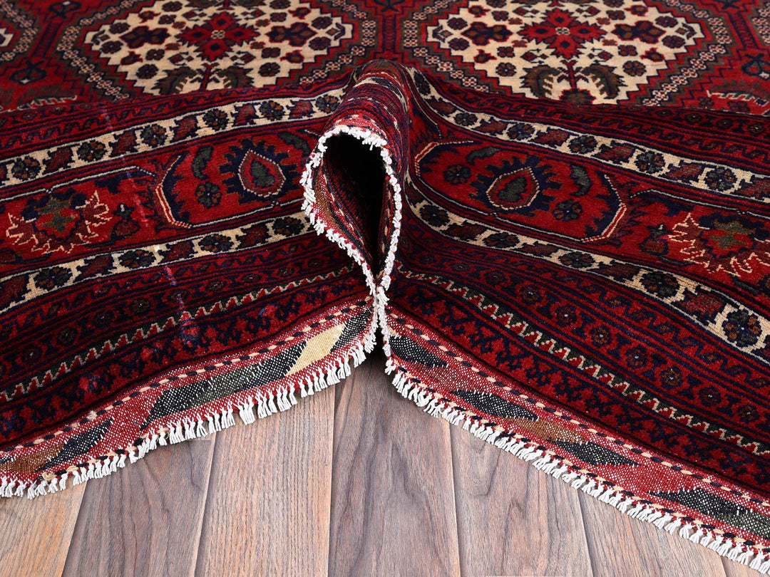 9'10" x 13'0" New Hand Knotted Red Wool Rectangle Oriental Rug - MOA102766