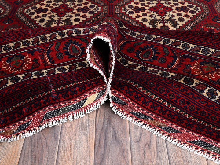 9'10" x 13'0" New Hand Knotted Red Wool Rectangle Oriental Rug - MOA102766