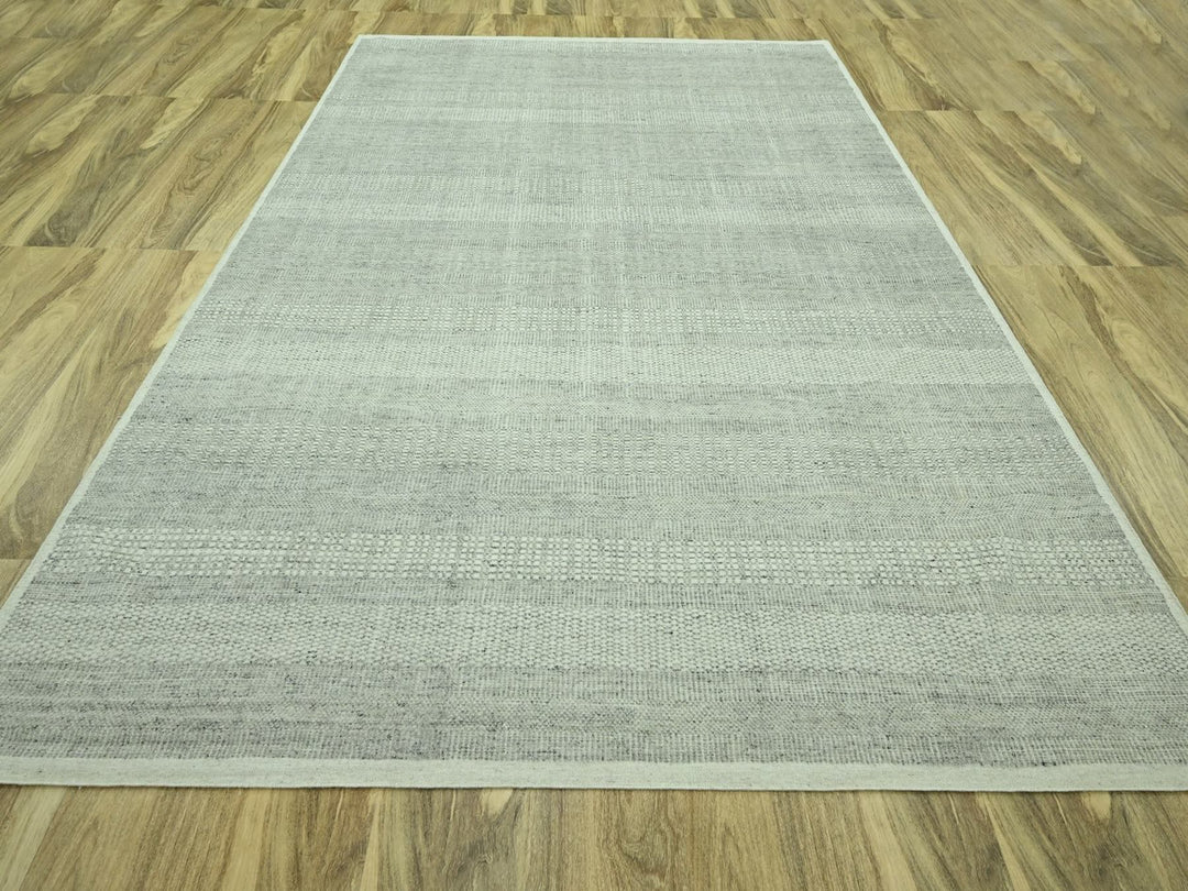 9'1" x 12'1" New Hand Knotted Grey Wool Rectangle Oriental Rug - MOA10276700