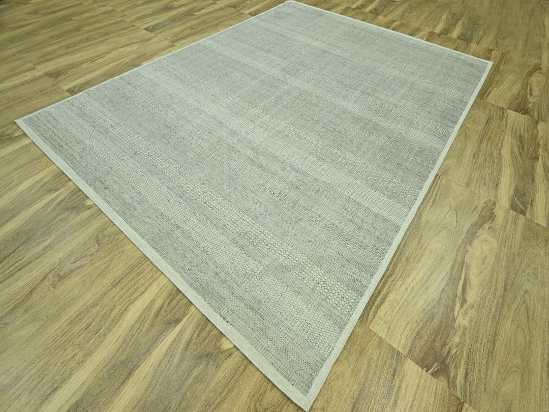 9'1" x 12'1" New Hand Knotted Grey Wool Rectangle Oriental Rug - MOA10276700