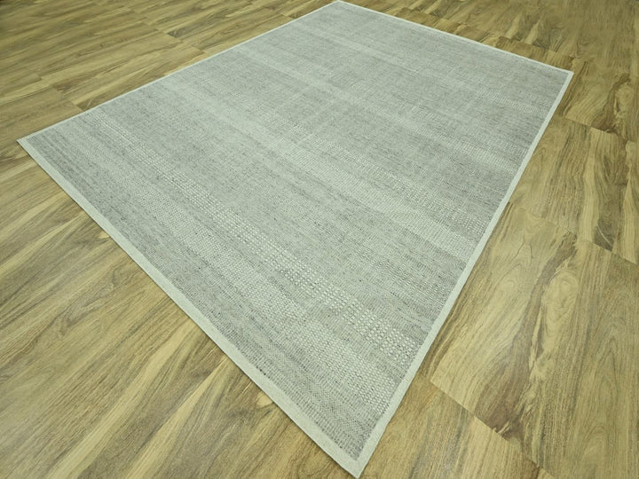 9'1" x 12'1" New Hand Knotted Grey Wool Rectangle Oriental Rug - MOA10276700