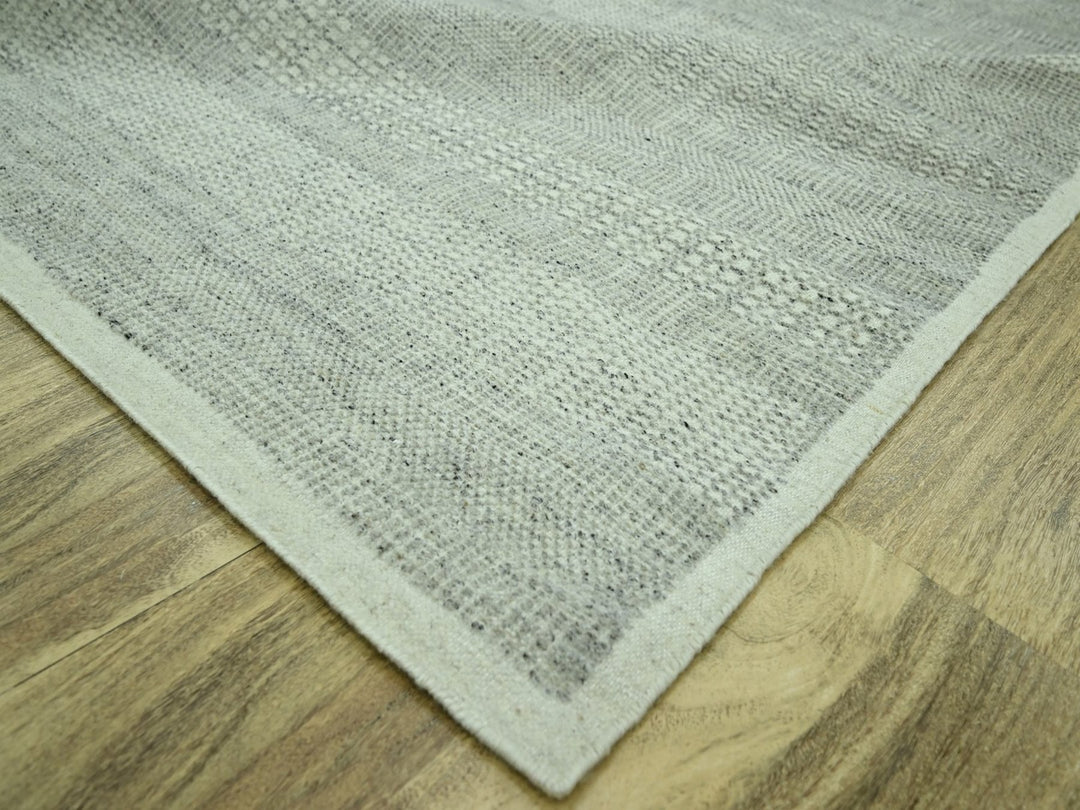9'1" x 12'1" New Hand Knotted Grey Wool Rectangle Oriental Rug - MOA10276700
