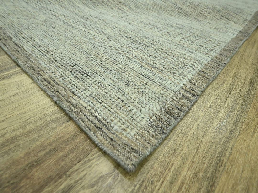 9'2" x 11'11" New Hand Knotted Brown Wool Rectangle Oriental Rug - MOA10276702