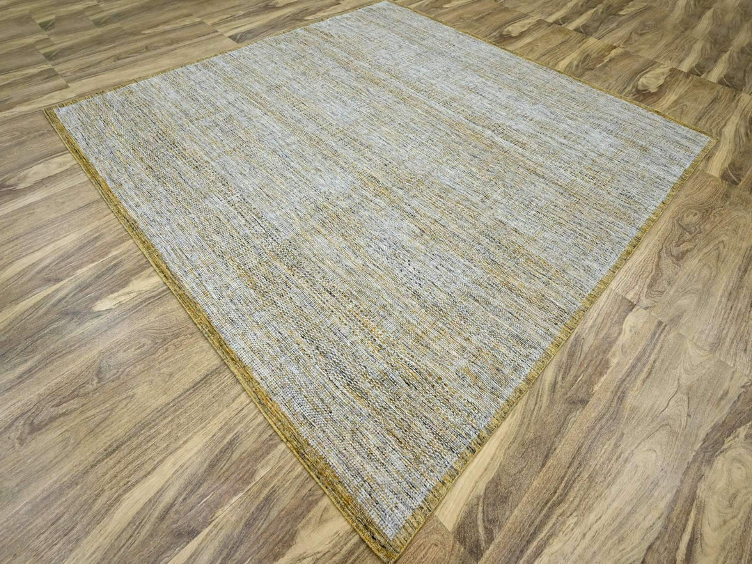 9'11" x 10'0" New Hand Knotted Yellow Wool Square Oriental Rug - MOA10276703