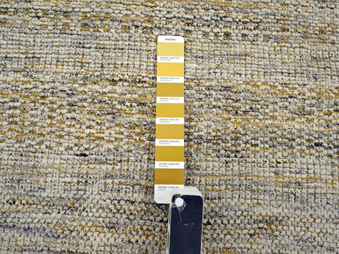 9'11" x 10'0" New Hand Knotted Yellow Wool Square Oriental Rug - MOA10276703